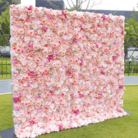 Panneau mural de fleurs artificielles pour événements de mariage et fêtes d'anniversaire, rose, luxe léger, en soie florale