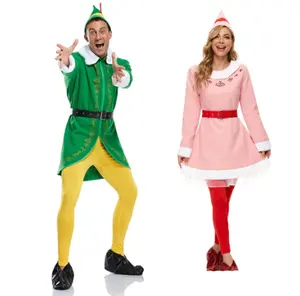 Kostum sahabat The Elf dan Jovi, kostum Elf Natal Untuk pasangan dewasa, pakaian pertunjukan ukuran Plus Pria Wanita