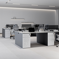 Ensemble de bureau et chaises minimalistes pour 4 et 6 personnes avec fonction de rangement au design moderne