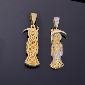 Nuovo arrivo S925 Sterling Silver Holy Pendant Saint Of Death collana Grim Reaper ciondolo Halloween Cz Jewelry - Product Image 6