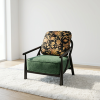 Fauteuil lounge moderne de style vintage en acier, rembourré en éponge, avec revêtement en velours écologique, idéal pour hôtel, petit appartement, salon ou maison.