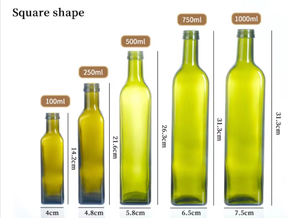 Bouteilles en verre carrées vides en verre Marasca antique de noyer et camélia, 250 ml et 1000 ml, avec couvercle, vente en gros pour le stockage d'huile d'olive - Product Image 4