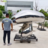 Sculpture de champignon en acier inoxydable poli miroir, statue de jardin, décoration extérieure pour patio, art moderne en forme de champignon pour cour, villa, hôtel