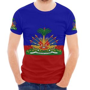 T-shirt con Logo personalizzato bandiera Haiti di alta qualità t-shirt con bandiera haitiana camicie in poliestere per uomo di moda <span class=keywords><strong>abbigliamento</strong></span> da palestra di lusso - Product Image 3
