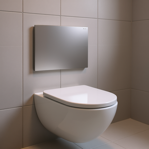 Placa de Protección para Inodoro GEBERIT, 30 cm x 17.5 cm, Cromo Satinado, Cubierta para Válvula de Descarga - Product Image 3