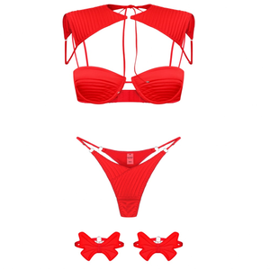 Nouvel ensemble de lingerie sexy en dentelle française pour femme, modèle Saint-Valentin, ultra-fin, respirant, push-up, brodé pour un effet galbant - Product Image 6