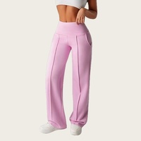 Pantalon de yoga taille haute à séchage rapide, effet push-up, coupe ajustée, jambe large évasée