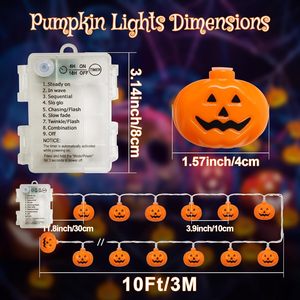 Sunnyhoho Halloween Pumpkin String <b>Lights</b> 10Ft 20LED Timer 8 Modes Clear <b>Wire</b> Indoor Outdoor Decor - Product Image 6