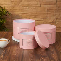 Tabung Kertas Bulat dari Karton Daur Ulang Warna Pink untuk Kemasan Bunga, Kotak Hadiah, Tutup dengan Lapisan UV, Gaya Kotak Heaven and Earth.