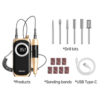 Polisseuse à ongles professionnelle 35000 tr/min, multifonctionnelle, rechargeable par USB Type C, portable, machine de manucure et pédicure, 10 heures d'autonomie