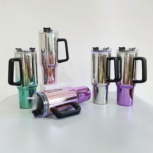 Vaso Térmico Mágico de 40oz con Revestimiento Espejo para Sublimación, con Asa y Tapa con Popote, para Café, Bebidas Frías, Ideal para Viajes en Camión o Auto - Product Image 1