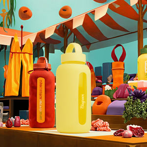 Bouteille d'eau en verre givré écologique Blugreen 27 oz avec manchon en silicone, motif personnalisé, design classique pour une utilisation en extérieur - Product Image 3