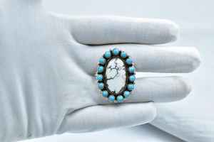 Anillo ajustable hecho a mano de caballo salvaje y turquesa Mojave en plata de ley joyería llamativa del Sudoeste para mujer - Product Image 2