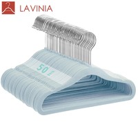 Cintres en velours pour bébé Lavinia, lot de 50, durables, antidérapants, organisateurs de vêtements pour tout-petits, pour armoire, rose et bleu, en acier inoxydable, motif polygone