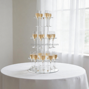 Estante de Acrílico Redondo Multicapa para Copas de <span class=keywords><strong>Vino</strong></span>, Organizador de Copas Transparente para Escritorio, Soporte para Copas de Champán, para el Hogar, Bar o Fiestas - Product Image 1