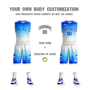 Ensemble de vêtements de sport personnalisés bleu clair double face, maillot de basket-ball - Product Image 5
