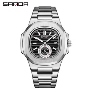 Reloj de Cuarzo SANDA 7020 para Hombre, Reloj de Pulsera Cuadrado de Estilo Chino Retro, Reloj Cuadrado Clásico de Negocios con Correa de Acero Inoxidable, Resistente al Agua - Product Image 1