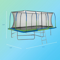 Zoshine-trampolín Rectangular para exteriores, con red de seguridad, con carcasa, con escalera