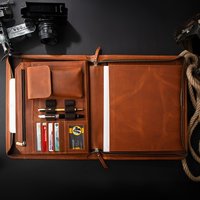 Durable Full Grain Executive Zippered Holder Organizador de cuero Pocket Agenda/Portafolio A4 Carpeta de archivos para documentos de cuero