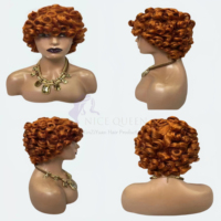 XZY Nueva Peluca de Cabello Humano Indio Natural SDD Super Double Drawn, Color Natural, Corta, Rizada y Voluminosa, para Mujeres Negras, Hecha a Máquina
