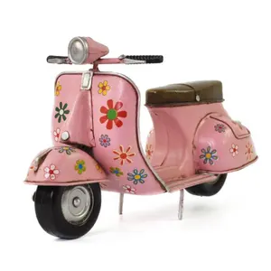 1959 New Arrival Handmade Metal Art Craft Vintage Motorcycle Model Scale 1:8 With Flower For Office Household Decoration