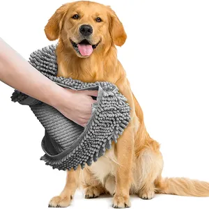 超软毛绒包裹雪尼尔浴巾干燥潮湿的大宠物和小狗