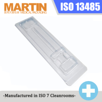 Plateau médical transparent jetable thermoformé sur mesure avec impression par estampage, certifié ISO 13485 pour équipement chirurgical longue durée