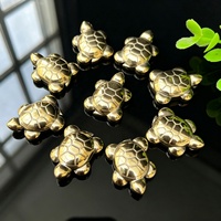 Figurine de tortue en pyrite sculptée de 27 mm, artisanat en cristal poli, sculpture de tortue en pyrite pour pendentif, décoration, cadeau