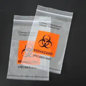 Bolsas de espécimen de Biohazard con impresión personalizada, bolsa de transporte de plástico superior con cremallera