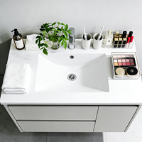 Lavabo de salle de bain moulé intégré 42 pouces, résistant aux taches, facile à nettoyer, pour projets hôteliers et résidentiels, vente en gros