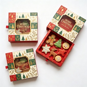 Custom Christmas Cookie Drawer Sliding Rigid <b>Box</b> with Clear PVC Window Biscuit Packaging Holiday Gift <b>Box</b> for Candy <b>Sweets</b> - Product Image 1
