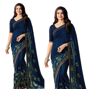FATEMA FASHION Indian Pakistani Women's Wedding Party Wear Saree/Sari Ethnic Modern Design Faux <b>Fur</b> Material Digital Print - Product Image 1