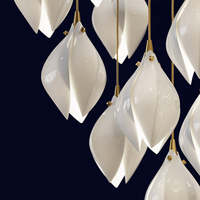 Lustre en céramique de luxe léger, motif fleur de magnolia, pour escalier, salon, chambre, villa, couloir, table de sable, hôtel