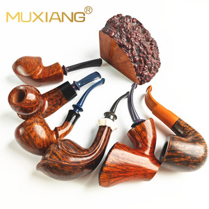 Muxiang Handmade Burl Wood Smoking Pipe Bent Type Tobacco Pipe Personal Gift - Product Image 1