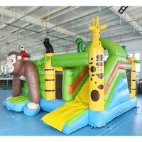 Château gonflable pour enfants sur le thème du safari tropical, en PVC, avec toboggan, animaux de la jungle, lion, capacité 100-200 kg