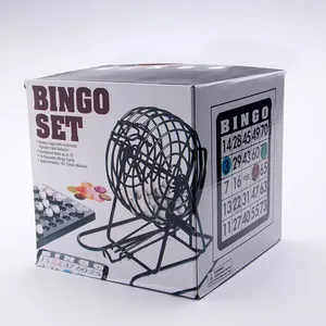 Wholesale Gambling 6 Inch Bingo Cage Game Set With Metal Cage Calling Board Plastic Bingo Pieces Bingo Cards