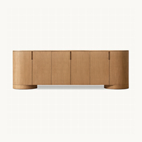 Meuble TV CORTA 4 portes RH en chêne moderne, panneau pliable, console multimédia incurvée en bois massif vieilli pour salon