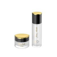 Set Perawatan Kulit Desain Asli Kelas Atas Botol Kaca 120ml 100ml Botol Lotion dengan Pompa 30g 50g Stoples Krim Alas Tebal Segitiga