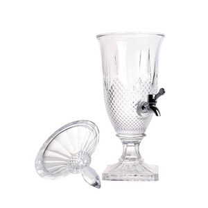 Embossed Glass Beverage <b>Dispenser</b> with Tap and Lid Transparent Large Capacity Cold <b>Drink</b> Tub for Home Party Wedding - Product Image 2
