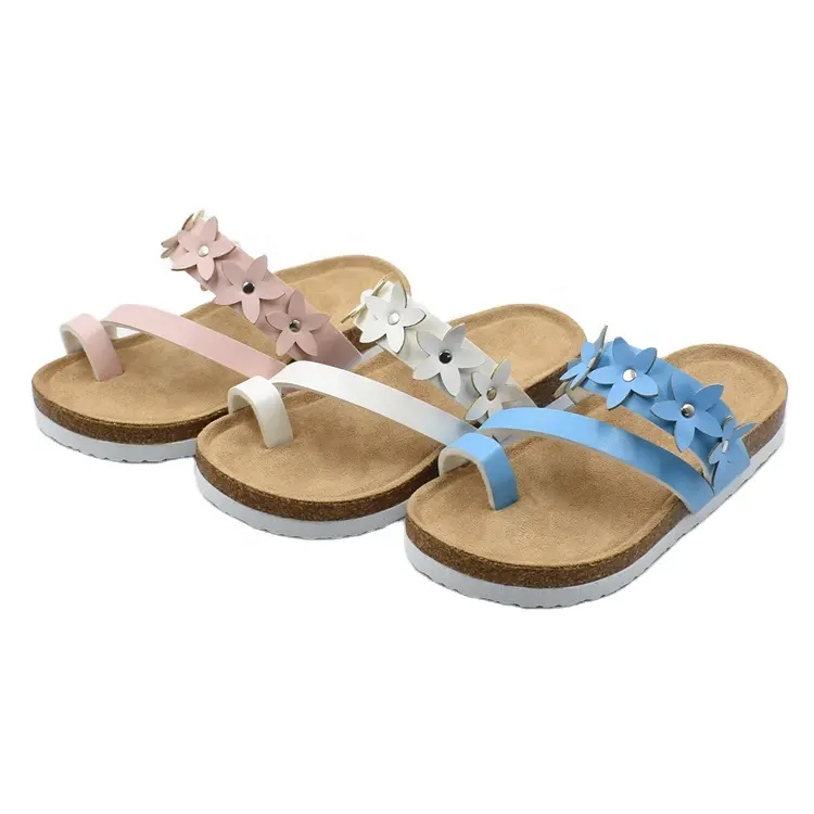 New Arrival Floral Children's Cork Causal Shoes 2023 Summer Outdoor Flat Sandals For Female Kids