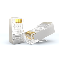 Konektor Ethernet RJ45 Modular Berlapis Emas 8P8C Terlindung Cat5e Cat6 untuk Server Standar 94-V2