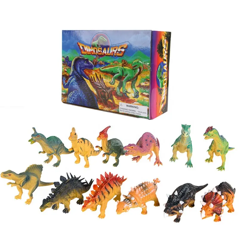 12 unids/caja pequeña Jurásico juguetes modelo Animal de plástico a granel modelo de dinosaurio de juguete