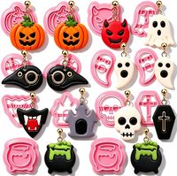 Kit de découpoirs en pâte polymère pour boucles d'oreilles, bijoux, pendentifs et outils de pâtisserie, thème Halloween mignon et effrayant