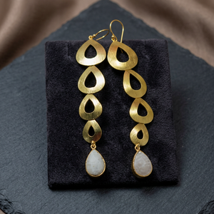 SOUMYA CREATIONS Pendientes de Moda con Gema de Labradorita en Forma de Pera, Latón Chapado en Oro de 18K para Aniversario - Product Image 2