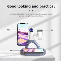 Support de charge magnétique sans fil 4-en-1 15W Spaceman avec PD Type-C ignifuge pour téléphone portable, montre connectée et écouteurs