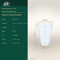 Gobelet jetable moderne en PP transparent de qualité alimentaire 288 ml (10 oz) pour boissons froides et jus, léger, empilable, avec logo personnalisé