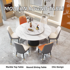 <span class=keywords><strong>Mesa</strong></span> de Comedor Redonda de Estilo Italiano Moderno y Minimalista <span class=keywords><strong>con</strong></span> Silla <span class=keywords><strong>Circular</strong></span> Giratoria, Combinación para Muebles de Sala de Estar - Product Image 4