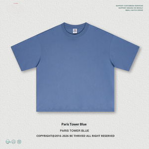 Camiseta básica de manga corta de algodón puro 230G de color sólido con cuello redondo para hombre, marca de moda americana, venta al por mayor. - Product Image 3