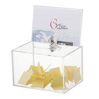Boîte de vote transparente en acrylique pour dons, mérites, charité, suggestions, élections, petite taille, avec serrure, haute transparence