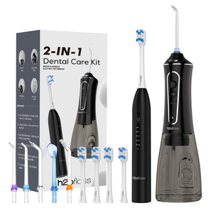H2ofloss acqua e <span class=keywords><strong>spazzolino</strong></span> <span class=keywords><strong>elettrico</strong></span> Combo 2 in 1 per l'igiene orale ricaricabile irrigatore orale per la pulizia dei denti - Product Image 1